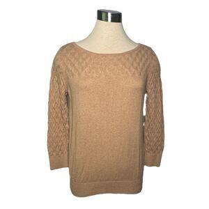Ann Taylor LOFT Factory Tan Cotton Sweater Size Medium